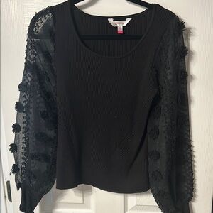 Elegant Black Lace Sleeve Top